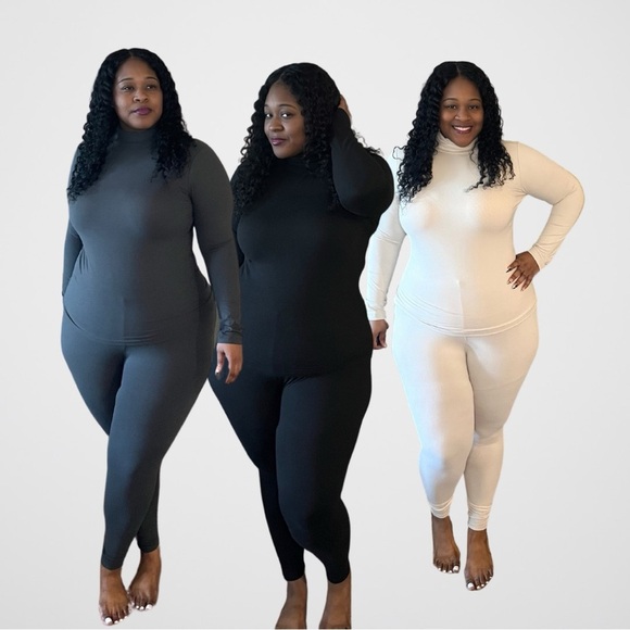 Chic Cream Long Sleeve Microfiber Leggings Set - Picture 3 of 4